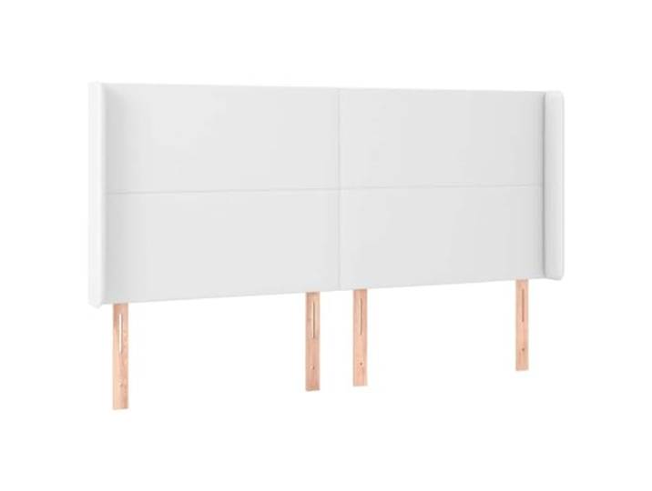 Makastle Kopfteil mit Ohren Weiß 183x23x118 cm Kunstleder Höhenverstellbar