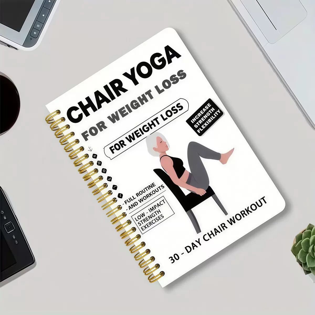 INF 30-Tage Stuhl-Yoga Gewichtsverlust-Journal — 92g Spiralheft, mehrfarbiges beschichtetes Papier, seniorenfreundlicher