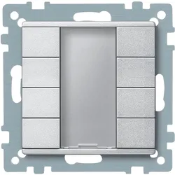 Merten Taster 4fach plus, aluminium, System M 627860, Schalter + Taster, Silber