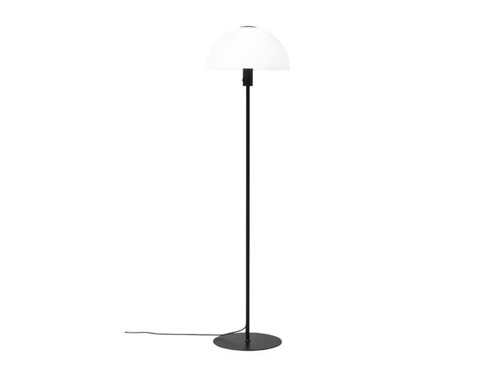 Lampadaire en verre opale et métal noir