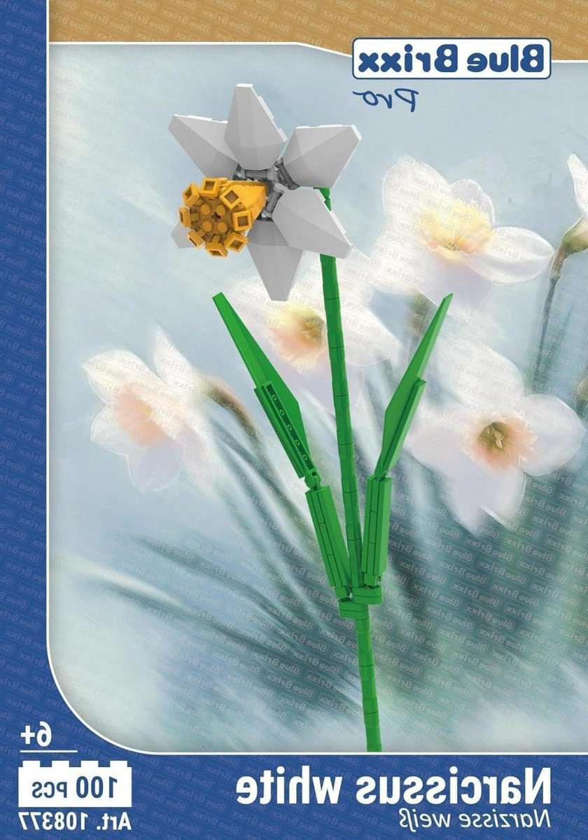 Bouwstenen Narcis Bloemen Set voor Decoratie - 100 Elementen - Wit
