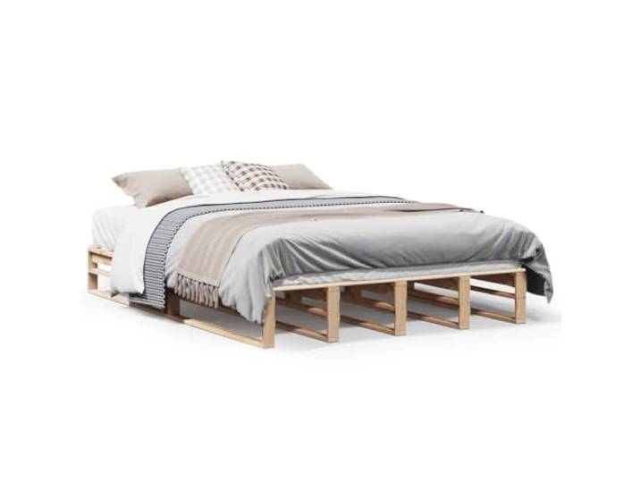 PUGYNBK Bettgestell aus Kiefernholz, Weiß, 150 x 200 cm Lattenrost, robust und langlebig, ohne Matratze, für Schlafzimmer