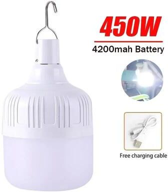 Uplifted Finds Solar Rechargeable Remote Controlled Emergency Camping Bulb 450w 1 Pc