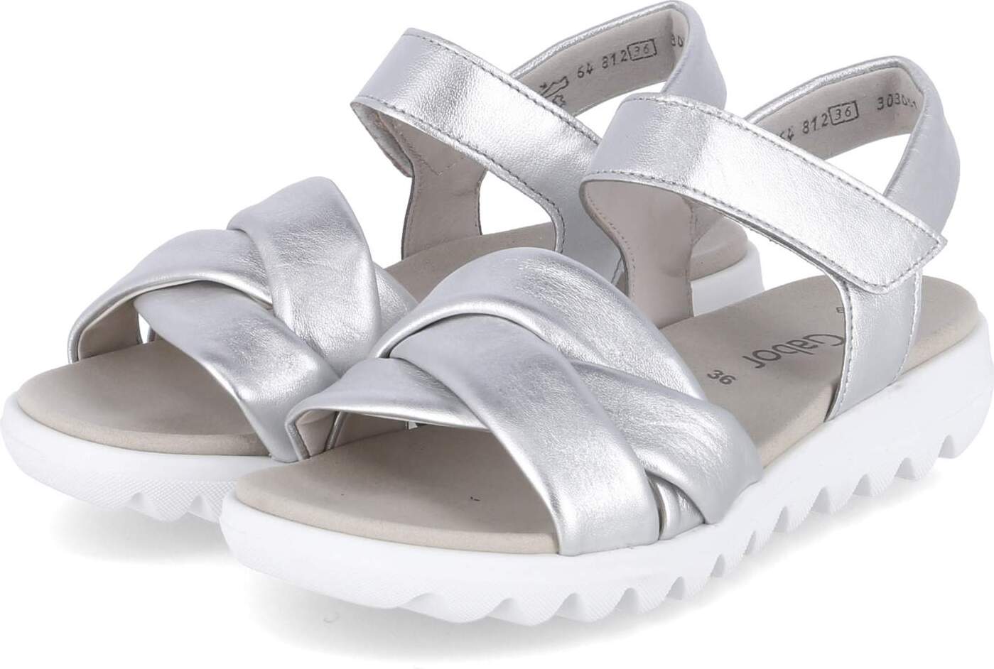 Gabor Damen Sandalen Silber Glattleder Größe: 43