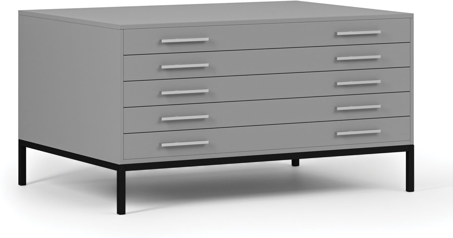 B2B Partner Zeichnungsschrank, 5 Schubladen, A0, Beine, grau
