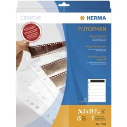 HERMA Negativhüllen, transparent, für 7 x 5 Streifen, Packung à 25 Hüllen