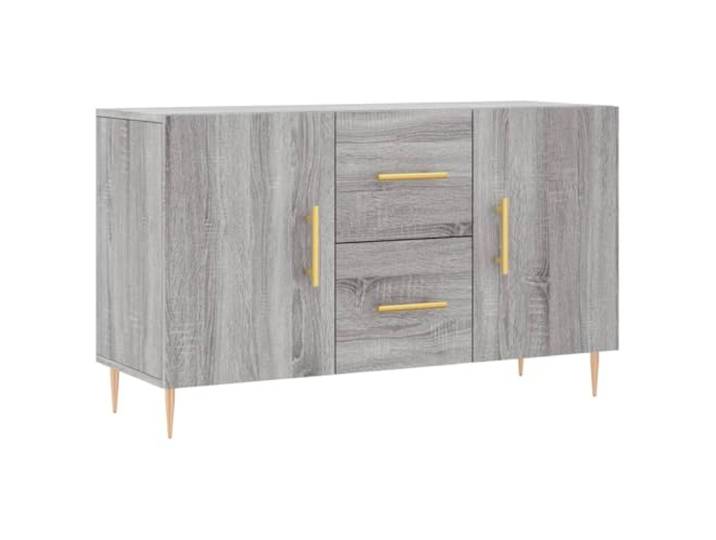 GHVBNMF Sideboard Grau Sonoma 100x36x60 cm Holzwerkstoff Anrichte Kompakter Mehrzweckschrank in Grau Sonoma für Wohnzimmer und Schlafzimmer mit stabiler Ablage und robusten Metallbeinen.