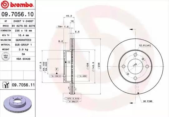 BREMBO 09.7056.11 Brake disc