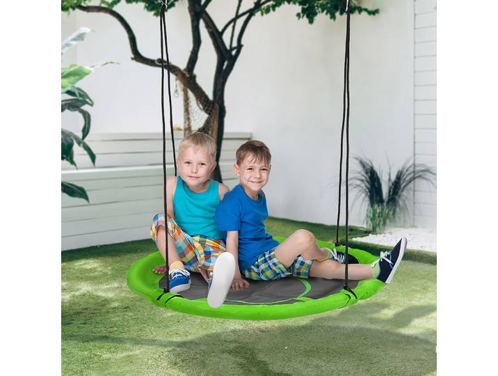 Outsunny Balançoire Nid Ø110cm Métal/Oxford Vert
