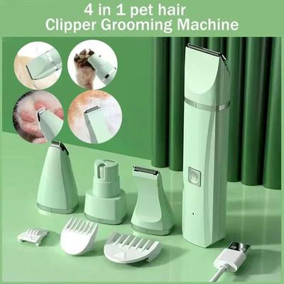Inspired Living PawEase 4 in 1 Cordless Dog Grooming Kit With Quiet Precision Trimmer 4 In 1 Green
