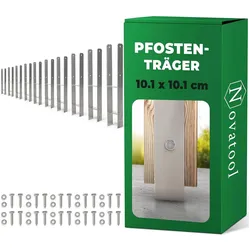 Novatool, Zaunpfosten + Pfähle, 10x Einschlagbodenhülsen-Set H-Form 101x101x600 mm, Bodenhülse Sonnenschirm Pfostenträger