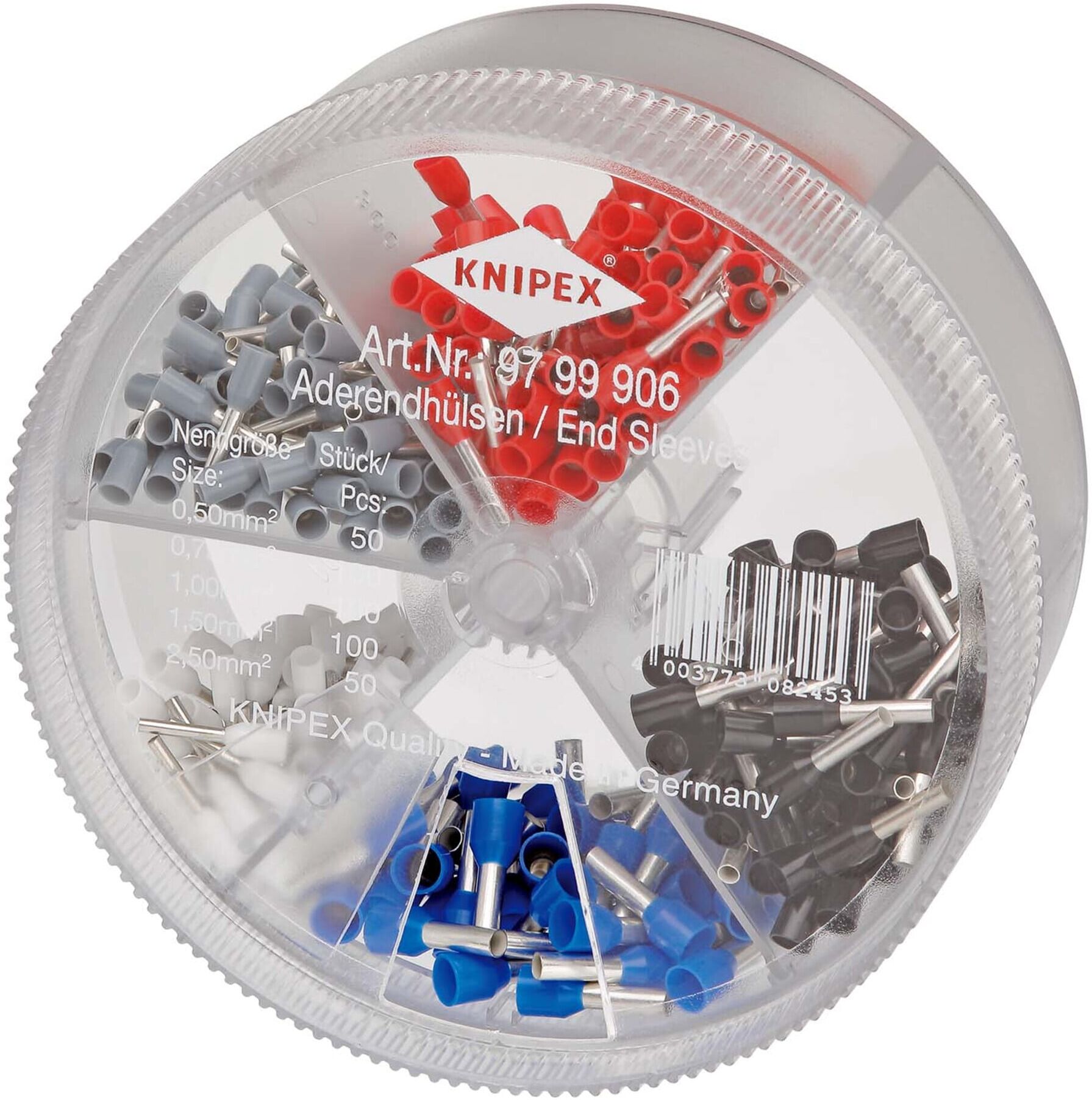 KNIPEX 97 99 906 Sortimentsboxen mit 400 isolierten Aderendhülsen 5 x Aderendhülsen Sets )