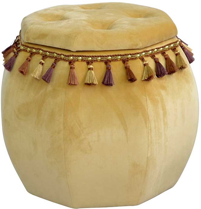Pharao24.de Stauraum Hocker im orientalischen Design Beige Samt
