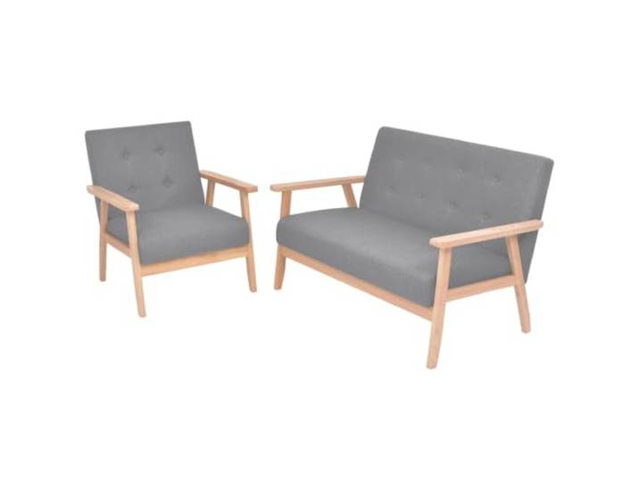 Todiikf Sofagarnitur 2-Teilig Sessel und 2-Sitzer Sofa Hellgrau Bequeme Sitzgruppe im skandinavischen Stil aus Massivholz und Polsterstoff für Wohnzimmer und Leseecke.