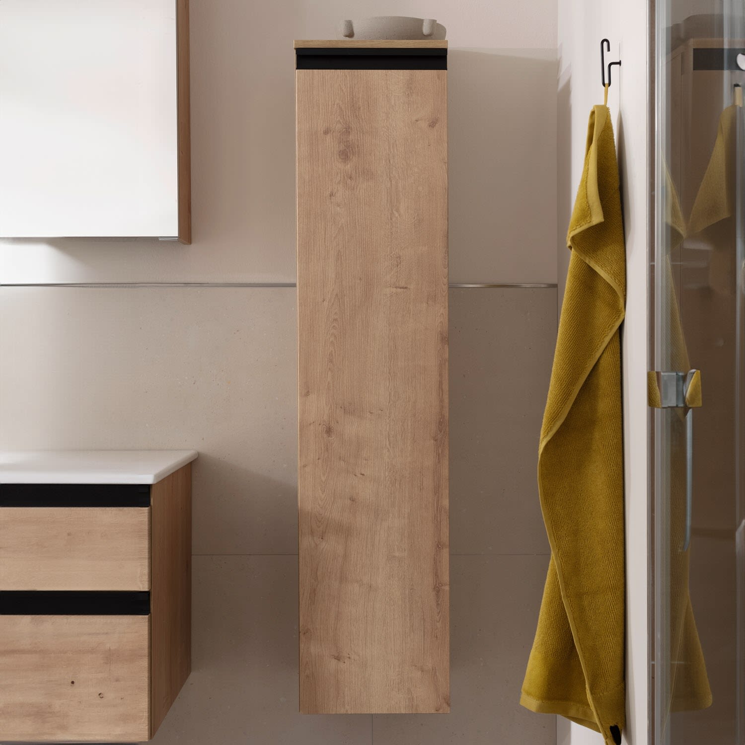 SCHÖNER WOHNEN-Kollektion Stockholm Mittelschrank 30,2 x 133,6 cm mit 1 Tür, Anschlag rechts