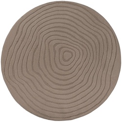 Runder Hotelzimmer Teppich CETINA Kurzflor Praxis Polypropylen Polyester pflegeleicht Büroteppich 160x160 cm Braun | Kadima Design