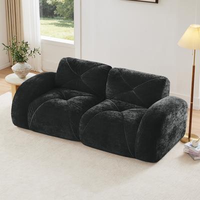No 2-Seater Tufted Sofa Couches With boneless Sofa,Soft Velvet Fabric,Bottom Anti-Slip Design