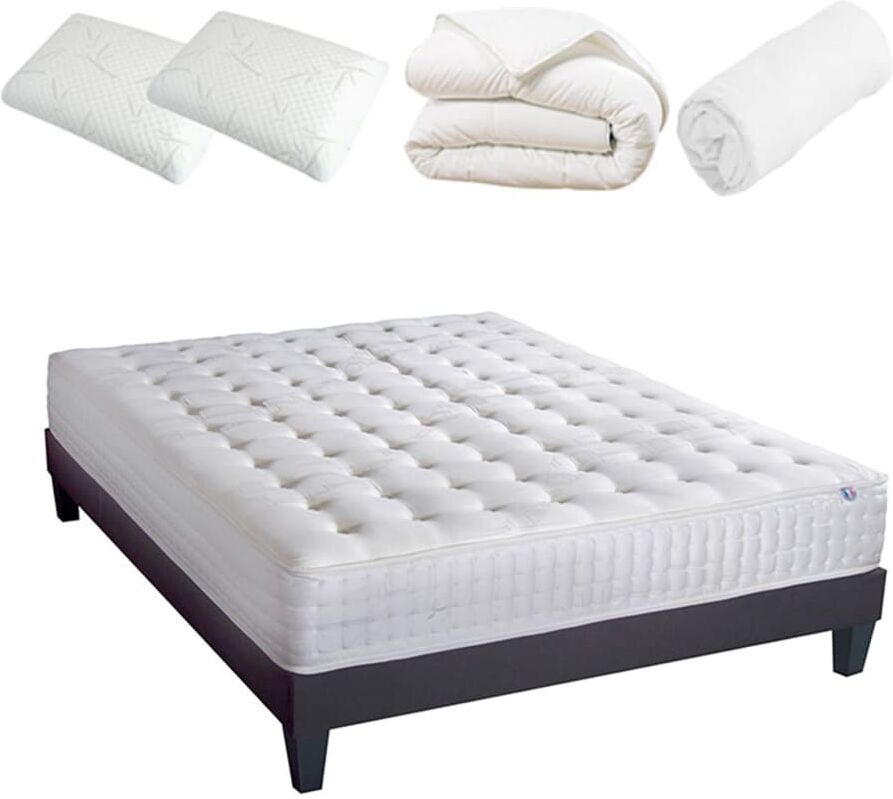 Home Maison Pack prêt à dormir châtelet mousse blanc 160x200 cm Blanc 0x200cm