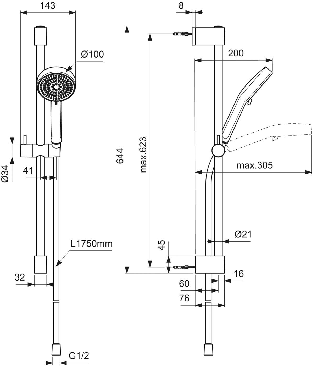 Ideal Standard Brausekombination mit Brausestange