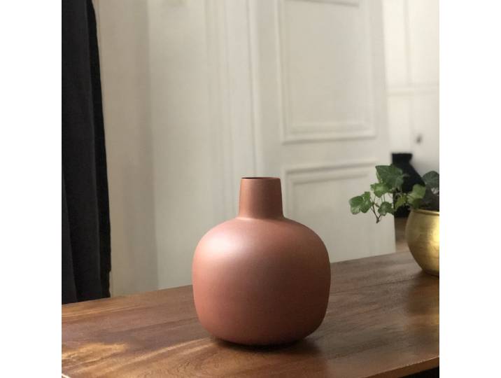 Vase bonbonne en métal terracotta H23 cm Tosca