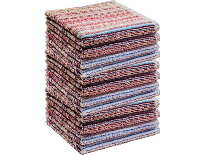 REDBEST Frottier-Geschirrtuch 12er-Pack Streifen bunt Größe 50x90 cm - gute Feuchtigkeitsaufnahme, weiches Material, nachhaltig produziert