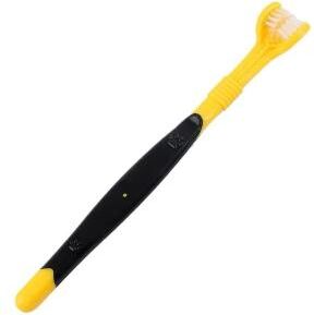 Uplifted Goods Three Sided Toothbrush For Dogs And Cats yellow