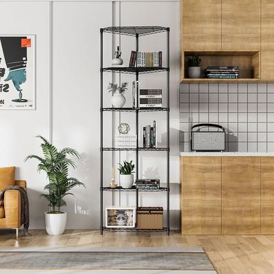 Kodotan sofa 6 Tier Shelf Corner Wire Shelf Rack Pentagonal Shelves Adjustable Metal Heavy Duty Free Standing Corner Display Chrome Rack