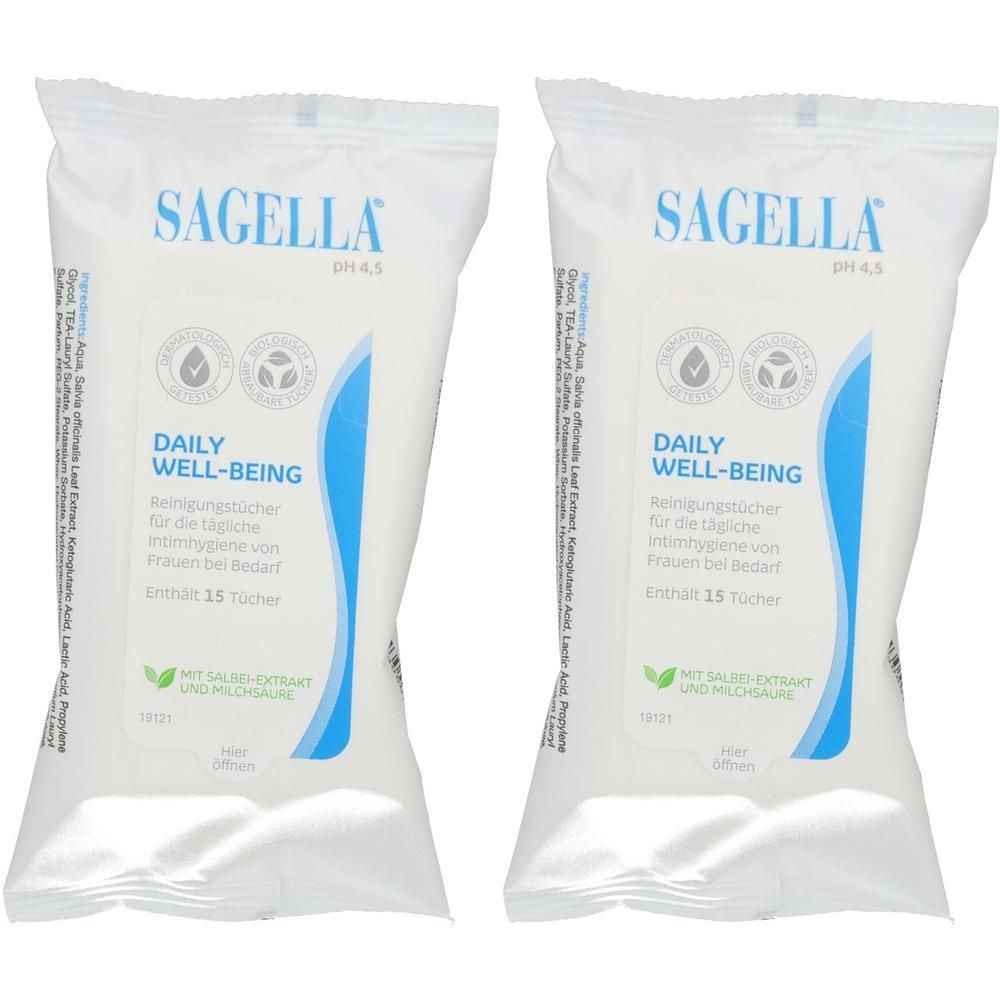 Sagella pH 4,5 Daily Well-Being Tücher 2x 2x15 St