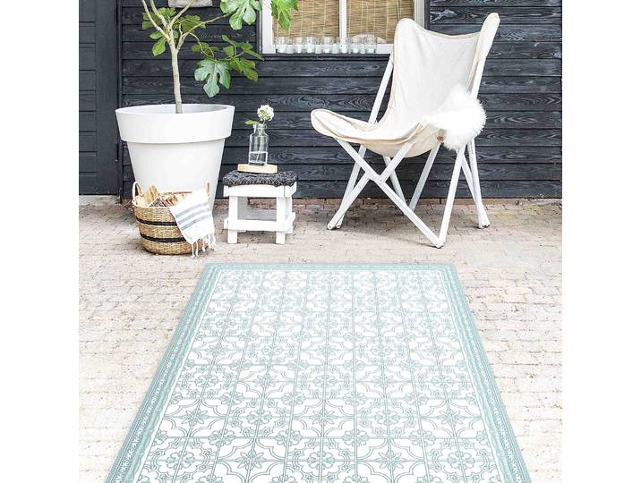 Vinylteppich Florale Fliesen mit Bordüre 140 x 210cm Grün