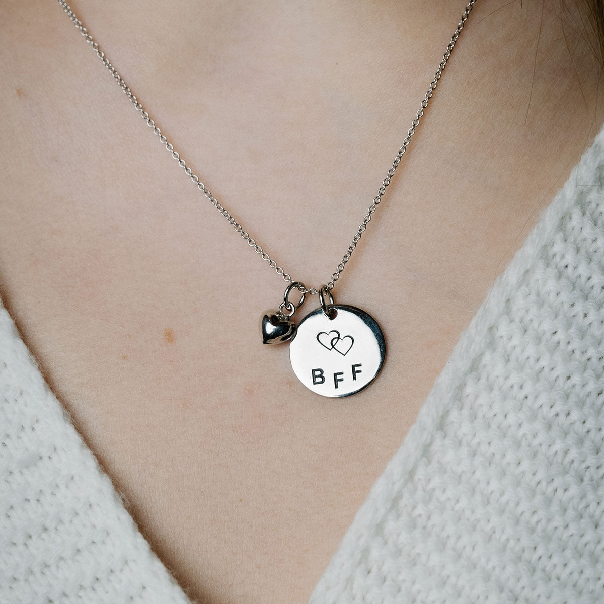 Lykken Best friends "BFF" silverhalsband