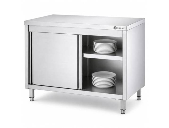 ZORRO Arbeitsschrank ZAS 120/70 Edelstahl Schrank 1200x700x850 mm Arbeitsfläche mit Unterschrank Geschlossener Stauraum Für Gastronomie & Küche