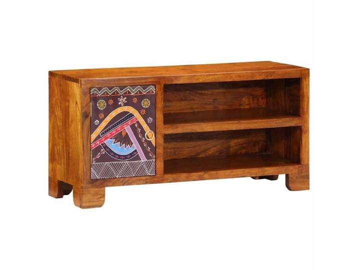 Meuble TV multicolore 90x30x45 bois massif d'acacia support TV buffet TV meuble multimédia banc TV meuble hifi 4016505