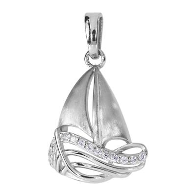 Kettenanhänger OSTSEE-SCHMUCK "Ostsee-Schmuck Anhänger Schiff Anhänger Schiff", weiß, Schmuckanhänger, Damen, 21 x 13mm, Silber 925 (Sterlingsilber), 1,5 g, Kettenanhänger