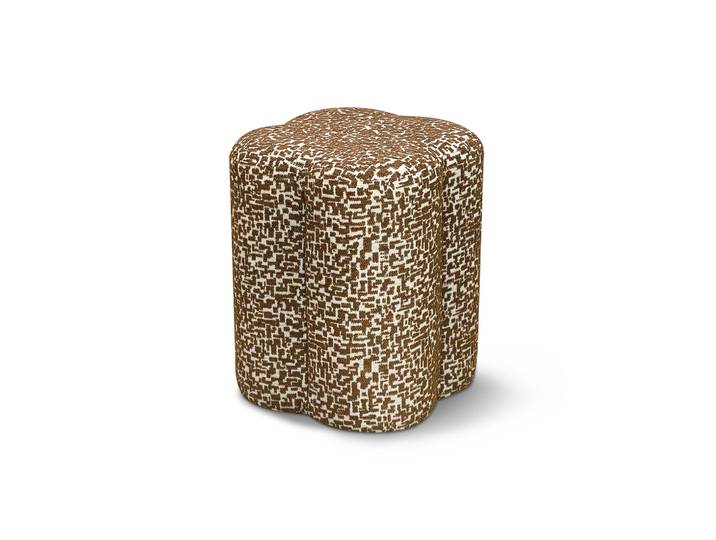 Pouf En Tissu Texturé À Motifs Brun Lucky