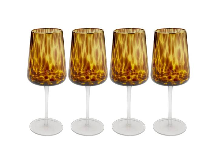 Lot de 4 - verre à vin en verre marron