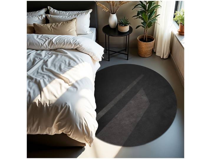 Kurzflorteppich Soft Zone - Ø 120 cm, anthrazit