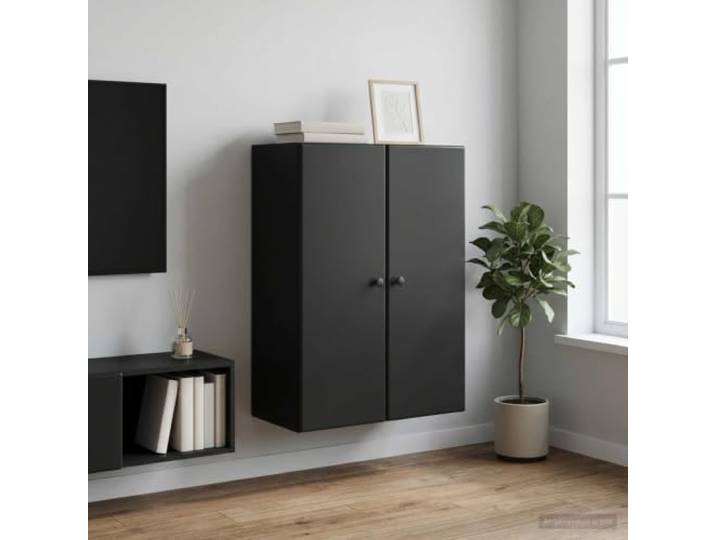 HPUYRFG Wandschrank 66 x 34,5 x 90 cm Holzwerkstoff Schwarz 90°-Tür, Metallknöpfe, robustes Material, einfache Pflege, vielseitig nutzbar