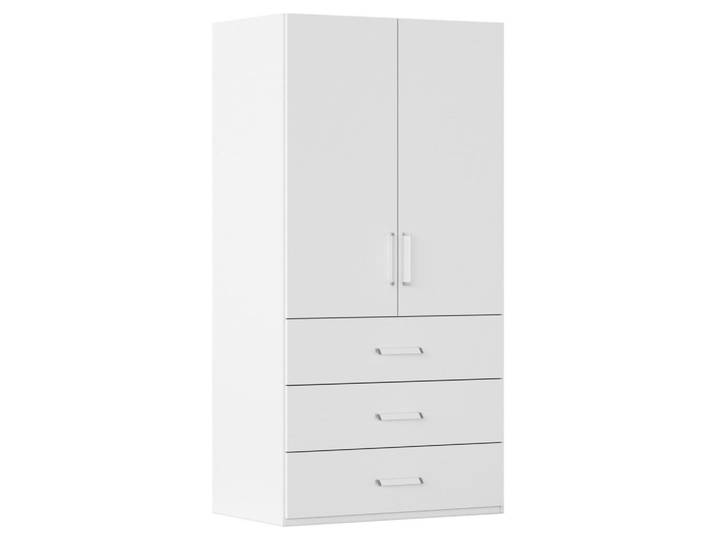 Drehtürenschrank, Weiß, 101x223x60 cm, Holzwerkstoff, 2 Fächer & 3 Schubladen, Novel
