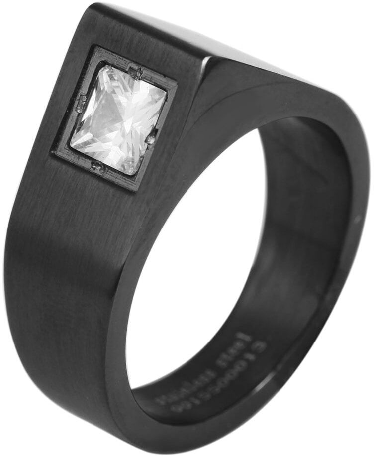 Fingerring AKZENT "Sawad, langlebig" Gr. 58, schwarz, Fingerringe, Damen, 58, Edelstahl, Fingerring