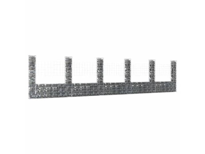 LPERTGFHU Gabionenkorb U-Form, 6 Säulen Steinkorb Mauer 620x20x150 cm Robustes Eisen, Sicht- und Lärmschutz, Einfache Gartenmontage
