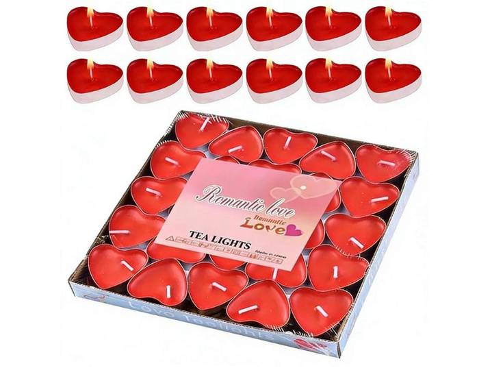 Teelichter Herz 50 Stück Rot 3.2 cm, Paraffin, 2 cm, Dekoration, Kerzen & Kerzenhalter, Duftkerzen