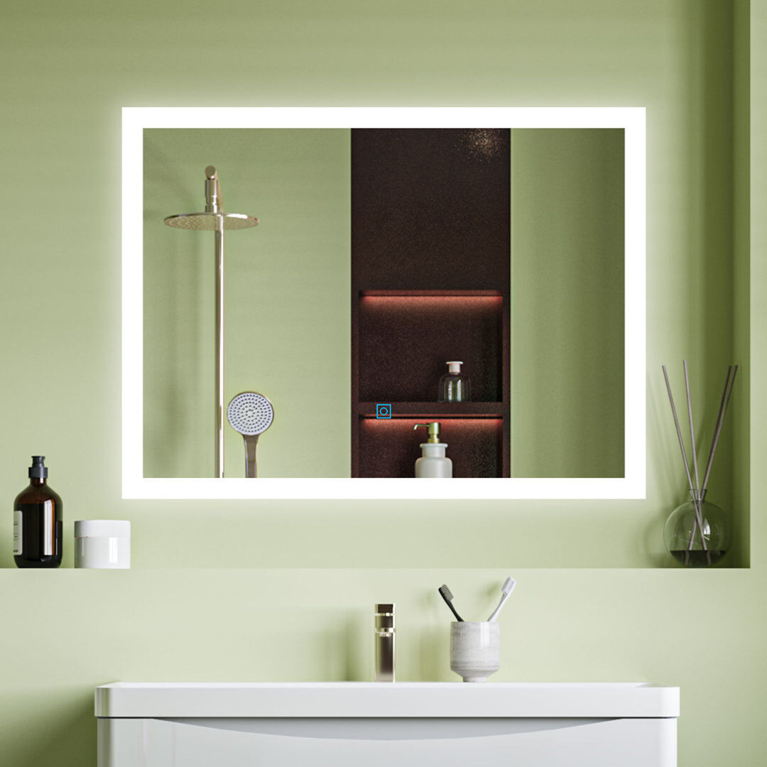 Metro Eamon Rectangle Wall Vanity Mirror White 100 cm x 60 cm