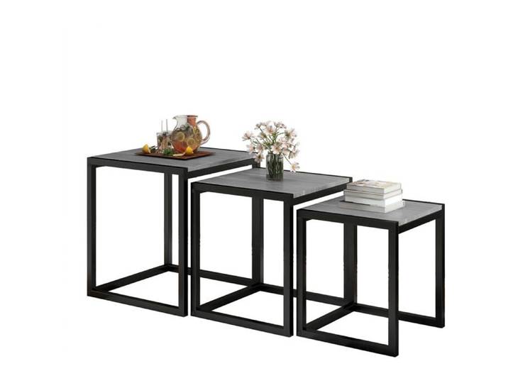 HOMERECOMMEND Lot de 3 Tables Basses gigognes Tables carrées métal pour Le Salon déco Gris - Noir