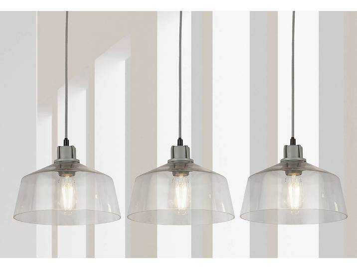 Suspension Odeon 25 x 21 x 80cm Gris Acier verni Verre transparent E27