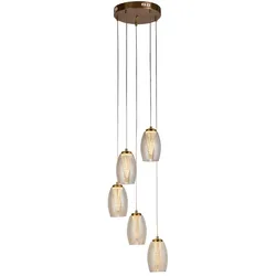 Hängeleuchte Pendelleuchte Wohnzimmerlampe LED Glas Stahl bronze 5-Flammig Küche