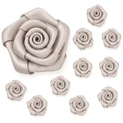 Creativery Satinrosen 3cm 10 Stück Stoffblumen zum Basteln Dekorieren Hochzeit Geschenkverpackung Blütendeko Tischdeko Handarbeit Stoffrosen Deko Blumen Taupe