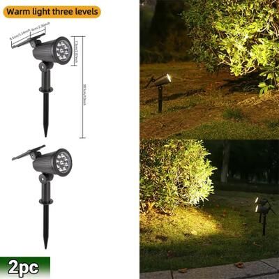 Inspired Finds RGB Solar Spot Lights 9 LED IP65 Waterproof Outdoor Landscape Lights (Brightness Adjustable) 2pc Warm Light