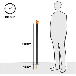 Hussala, Fackel, Wachsfackeln XXL 110 cm 20er-Set mit Holzgriff und Tropfschutz, Partyfackeln ca. 3 Std. Brenndauer
