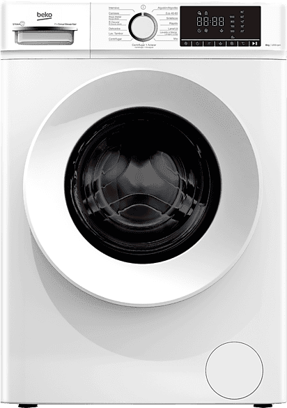 Lavadora carga frontal - Beko B1XW862WSPT, 8 kg, 1200 rpm, 15 Programas, SteamCure™, Blanco