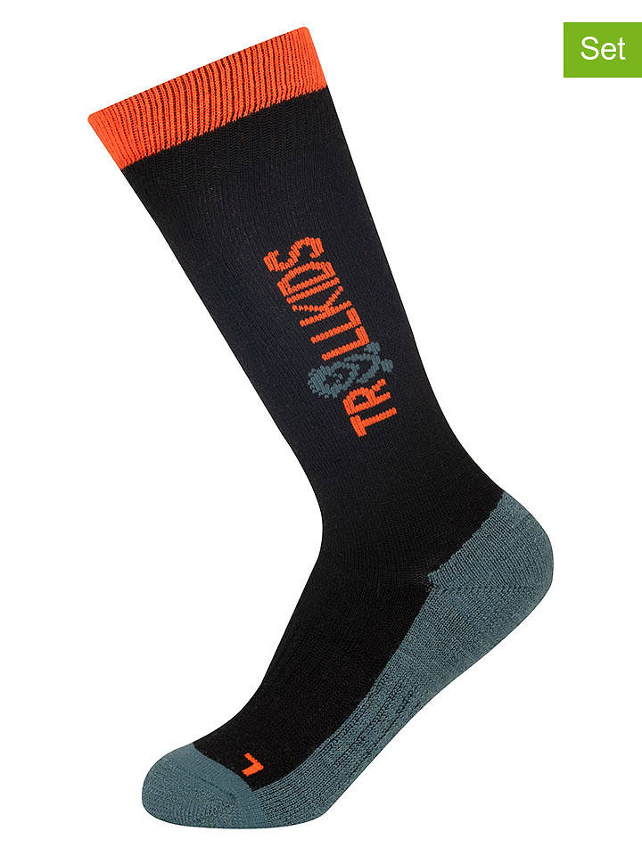 Trollkids 2er-Set: Ski-/ Snowboardsocken "Kids Ski" in Schwarz - 35-38